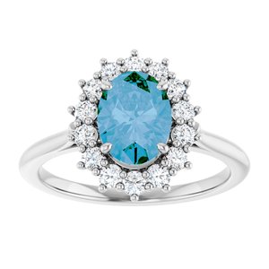 14K White Gold Natural Swiss Blue Topaz & 3/8 CTW Natural Diamond Ring