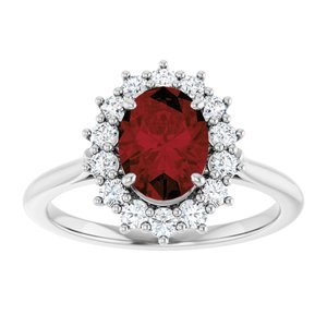 14K White Gold Natural Mozambique Garnet & 3/8 CTW Natural Diamond Ring