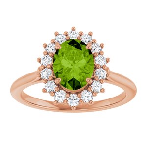 14K Rose Gold Natural Peridot & 3/8 CTW Natural Diamond Ring