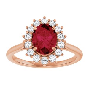 14K Rose Gold Lab-Grown Ruby & 3/8 CTW Natural Diamond Ring