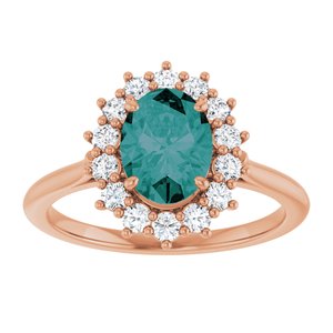 14K Rose Gold Lab-Grown Alexandrite & 3/8 CTW Natural Diamond Ring