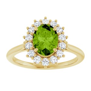14K Yellow Gold Natural Peridot & 3/8 CTW Natural Diamond Ring