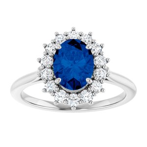 Platinum Lab-Grown Blue Sapphire & 3/8 CTW Natural Diamond Ring