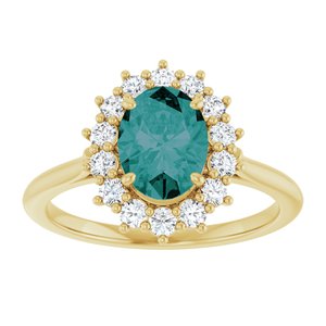 14K Yellow Gold Lab-Grown Alexandrite & 3/8 CTW Natural Diamond Ring