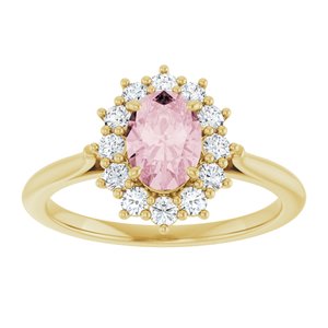 14K Yellow Gold Natural Pink Morganite & 3/8 CTW Natural Diamond Ring