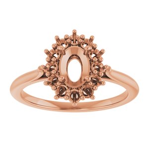 18K Rose Gold 7x5 mm Oval Halo-Style Ring Mounting