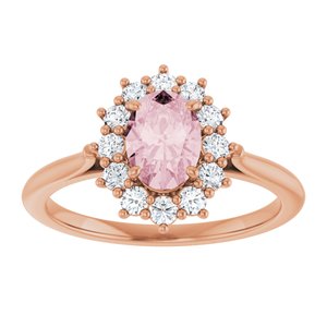 14K Rose Gold Natural Pink Morganite & 3/8 CTW Natural Diamond Ring