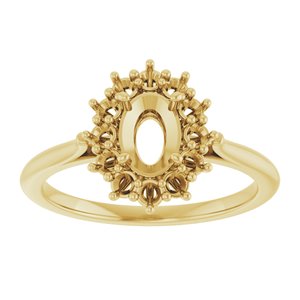 10K Yellow Gold 7x5 mm Oval Halo-Style Ring Mounting