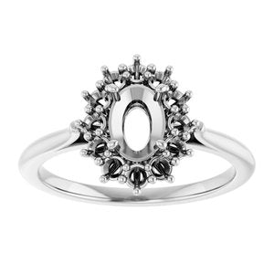 18K White Gold 7x5 mm Oval Halo-Style Ring Mounting