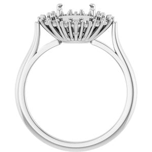 18K White Gold 8 mm Round Halo-Style Ring Mounting