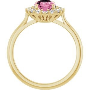 14K Yellow Gold Natural Pink Tourmaline & 3/8 CTW Natural Diamond Ring