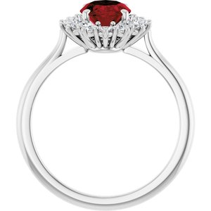 14K White Gold Natural Mozambique Garnet & 3/8 CTW Natural Diamond Ring