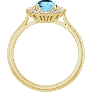 14K Yellow Gold Natural Aquamarine & 3/8 CTW Natural Diamond Ring
