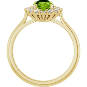 14K Yellow Gold Natural Peridot & 3/8 CTW Natural Diamond Ring