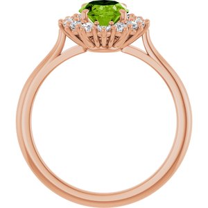 14K Rose Gold Natural Peridot & 3/8 CTW Natural Diamond Ring