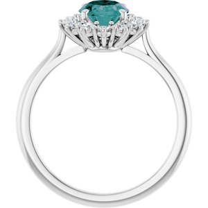 14K White Gold Lab-Grown Alexandrite & 3/8 CTW Natural Diamond Ring