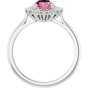 14K White Gold Natural Pink Tourmaline & 3/8 CTW Natural Diamond Ring