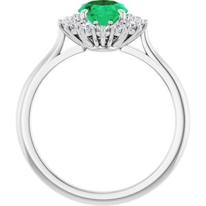 Platinum Lab-Grown Emerald & 3/8 CTW Natural Diamond Ring