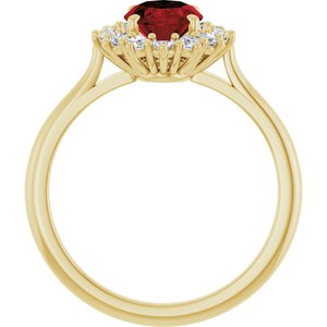 14K Yellow Gold Natural Mozambique Garnet & 3/8 CTW Natural Diamond Ring