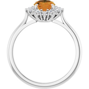 14K White Gold Natural Citrine & 3/8 CTW Natural Diamond Ring