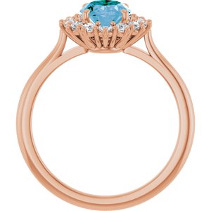 14K Rose Gold Natural Swiss Blue Topaz & 3/8 CTW Natural Diamond Ring