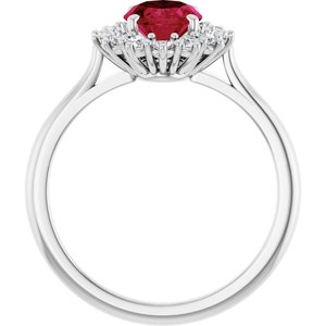 Platinum Lab-Grown Ruby & 3/8 CTW Natural Diamond Ring