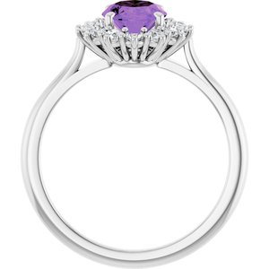 14K White Gold Natural Amethyst & 3/8 CTW Natural Diamond Ring