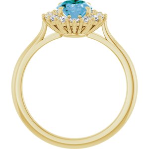 14K Yellow Gold Natural Swiss Blue Topaz & 3/8 CTW Natural Diamond Ring