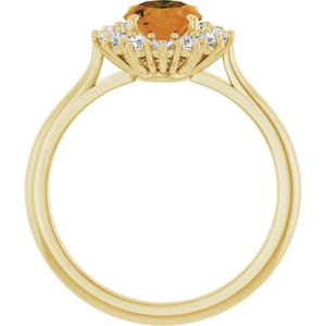 14K Yellow Gold Natural Citrine & 3/8 CTW Natural Diamond Ring