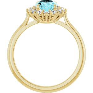14K Yellow Gold Natural Blue Zircon & 3/8 CTW Natural Diamond Ring