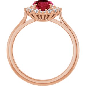 14K Rose Gold Lab-Grown Ruby & 3/8 CTW Natural Diamond Ring