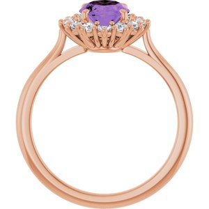 14K Rose Gold Natural Amethyst & 3/8 CTW Natural Diamond Ring