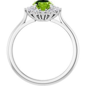 14K White Gold Natural Peridot & 3/8 CTW Natural Diamond Ring