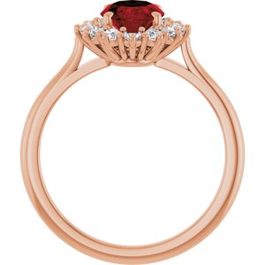 14K Rose Gold Natural Mozambique Garnet & 3/8 CTW Natural Diamond Ring