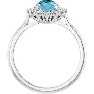Platinum Natural Swiss Blue Topaz & 3/8 CTW Natural Diamond Ring