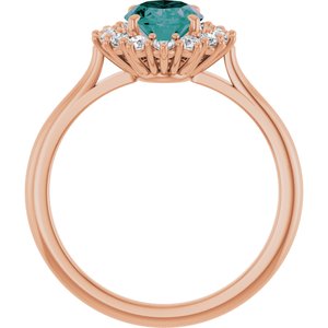 14K Rose Gold Lab-Grown Alexandrite & 3/8 CTW Natural Diamond Ring