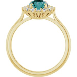 14K Yellow Gold Lab-Grown Alexandrite & 3/8 CTW Natural Diamond Ring