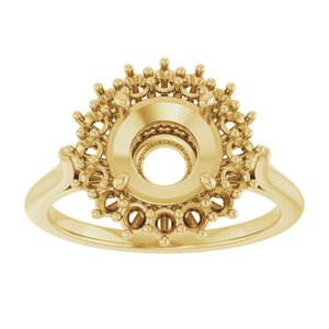 10K Yellow Gold 8 mm Round Halo-Style Ring Mounting