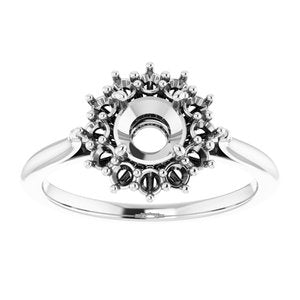 14K X1 White Gold 5.5 mm Round Halo-Style Ring Mounting