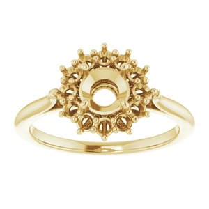 18K Yellow Gold 5.5 mm Round Halo-Style Ring Mounting