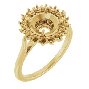 18K Yellow Gold 8 mm Round Halo-Style Ring Mounting