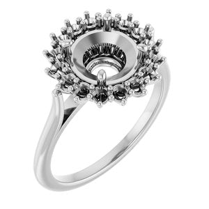 10K White Gold 8 mm Round Halo-Style Ring Mounting