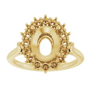 10K Yellow Gold 10x8 mm Oval Halo-Style Ring Mounting
