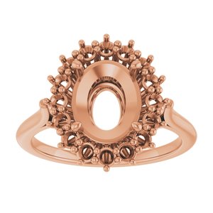10K Rose Gold 10x8 mm Oval Halo-Style Ring Mounting