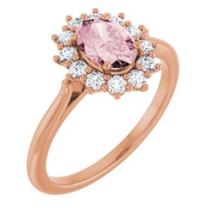 14K Rose Gold Natural Pink Morganite & 3/8 CTW Natural Diamond Ring