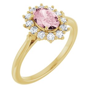 14K Yellow Gold Natural Pink Morganite & 3/8 CTW Natural Diamond Ring
