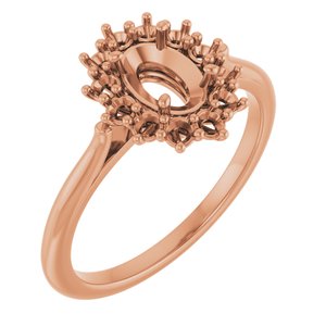 18K Rose Gold 7x5 mm Oval Halo-Style Ring Mounting