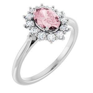 14K White Gold Natural Pink Morganite & 3/8 CTW Natural Diamond Ring
