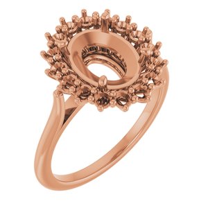 18K Rose Gold 10x8 mm Oval Halo-Style Ring Mounting