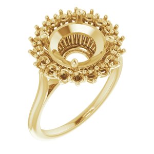10K Yellow Gold 10 mm Round Halo-Style Ring Mounting